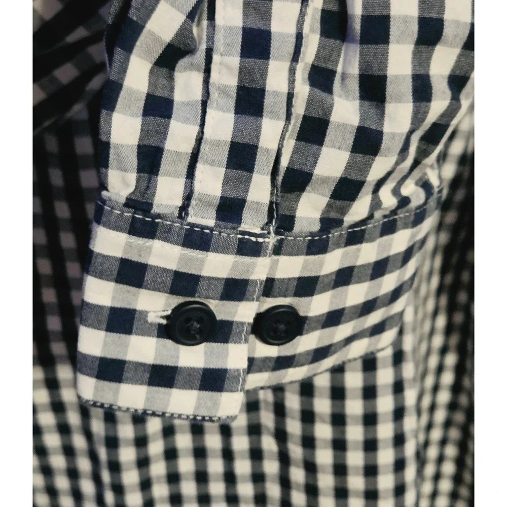 Columbia Gingham Pattern Button Down‎ Dress Shirt Mens Size Large Navy White